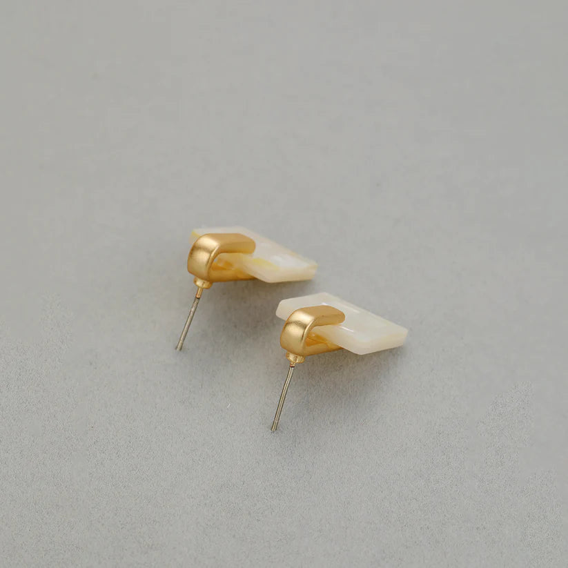 14K Gold Mother of Pearl Square Earrings
