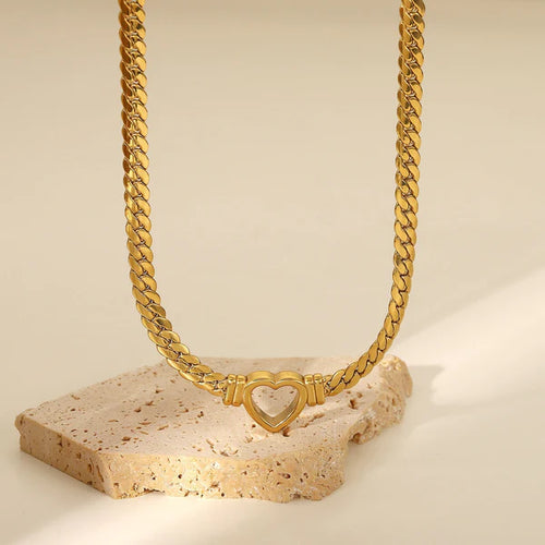 14K  Heart-Shaped Snake Bone Chain Necklace – Luxe Edition