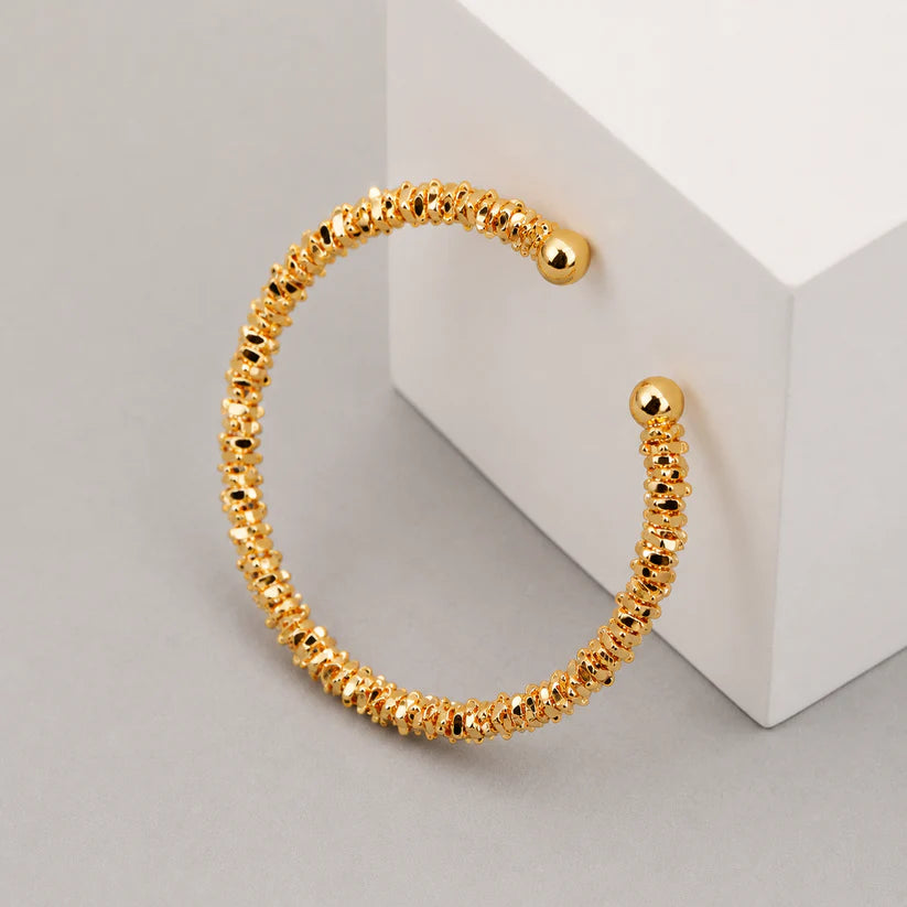 14K Gold Ripple Cuff Bracelet