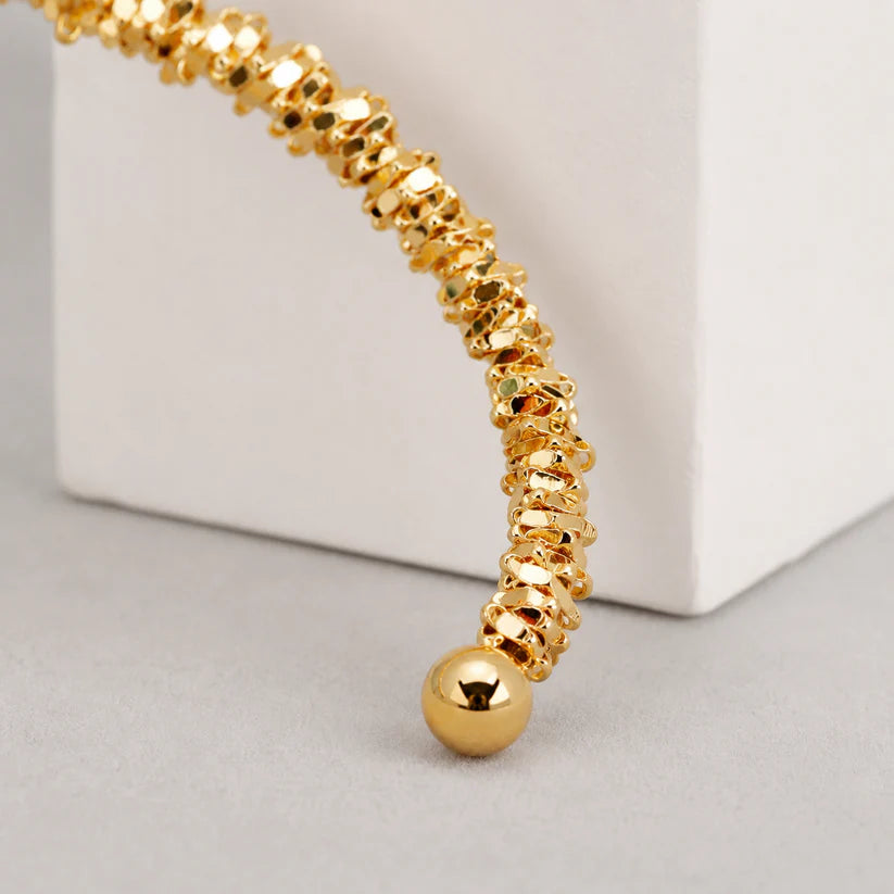 14K Gold Ripple Cuff Bracelet