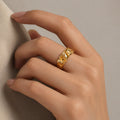 14K Gold Irregular Lava Open Ring