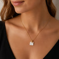 14K Gold Mother of Pearl Square Pendant Necklace
