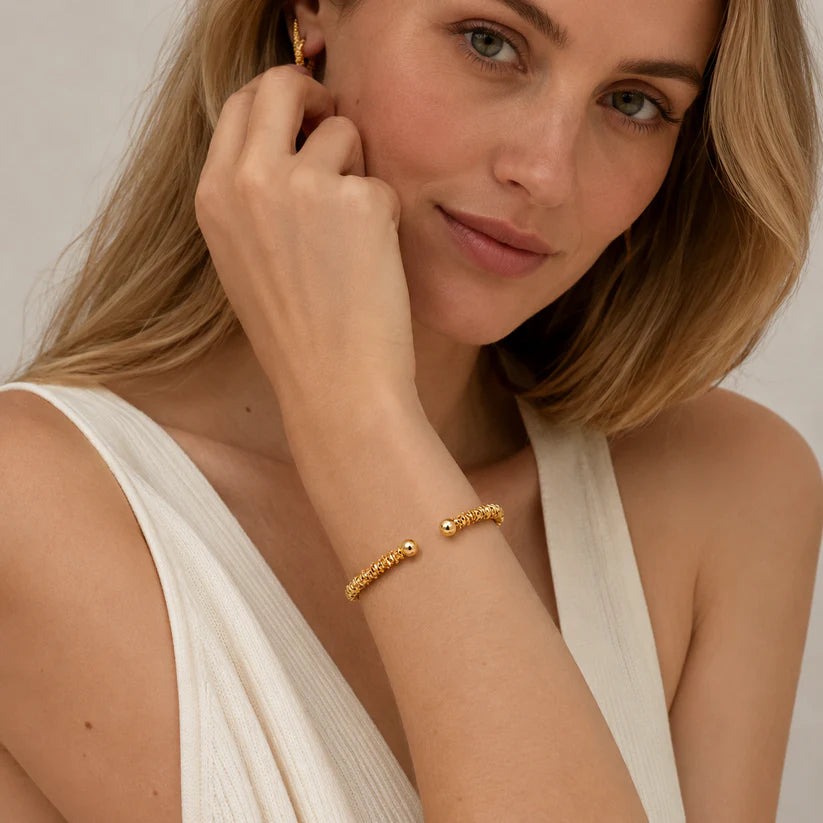 14K Gold Ripple Cuff Bracelet