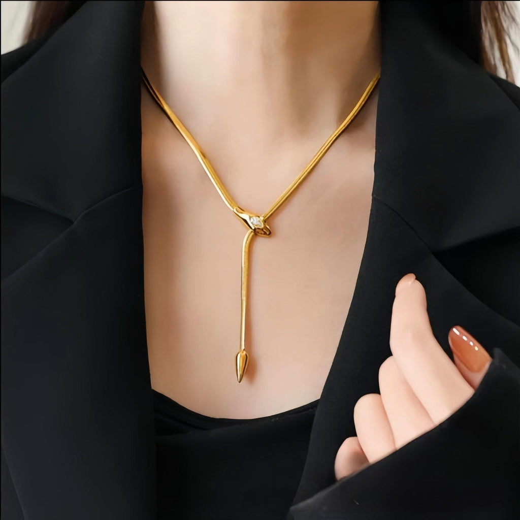 14K  Snake Diamond Collarbone Necklace