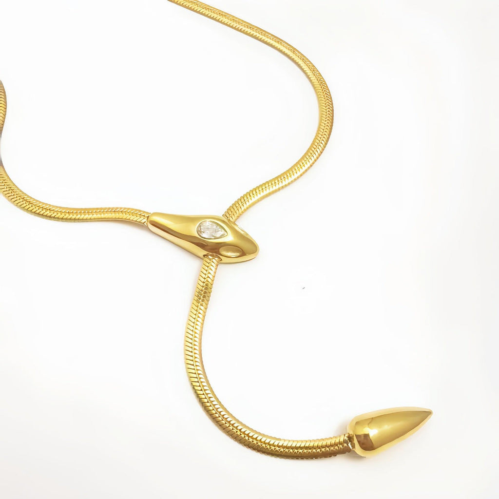 14K  Snake Diamond Collarbone Necklace