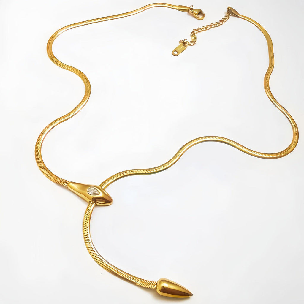 14K  Snake Diamond Collarbone Necklace