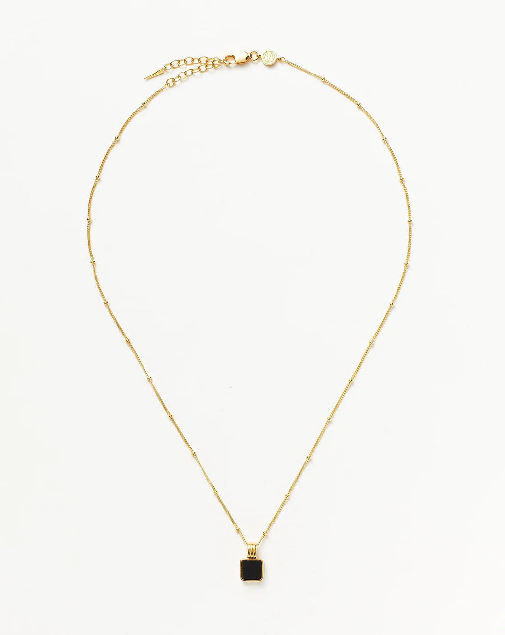 Square Onyx Pendant Necklace – Delicate Chain, Protection Stone