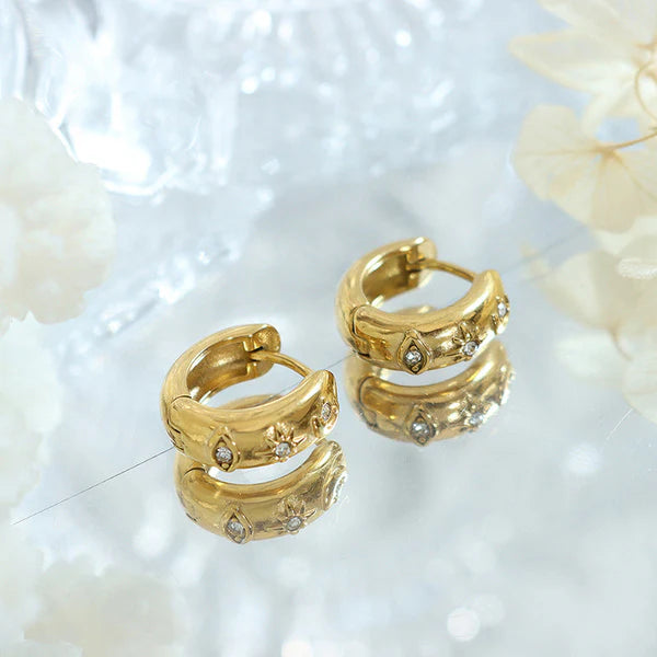 Era 18K Gold Vintage Pave Hoop Earrings