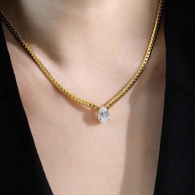 Aurelia Pave Heart 18K Gold Snake Chain