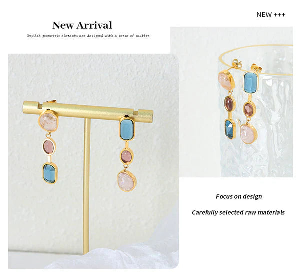Iris Prism 18K Gold Rainbow Drop Earrings