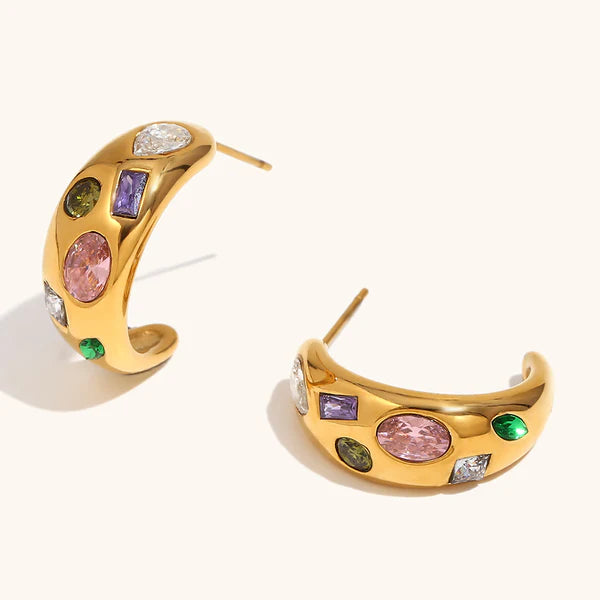 Luna Color Pavé Stud Earrings