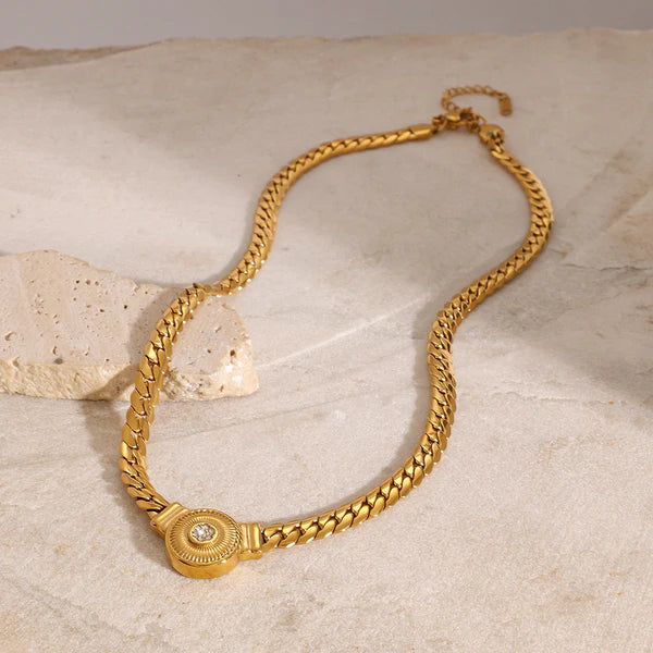 Serpentine 18K Gold Pave Spiral Choker