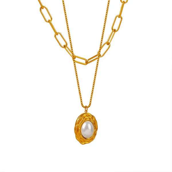 Vintage Muse 18K Gold Double Layered Pearl Necklace