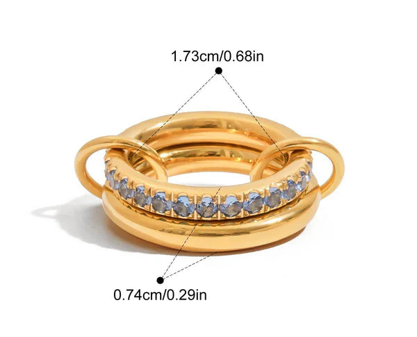 Iris Gala 18K Gold Double-Band Mosaic Ring