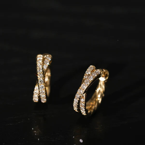 Twisted Double Row Huggie Earrings
