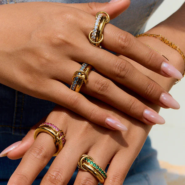 Iris Gala 18K Gold Double-Band Mosaic Ring