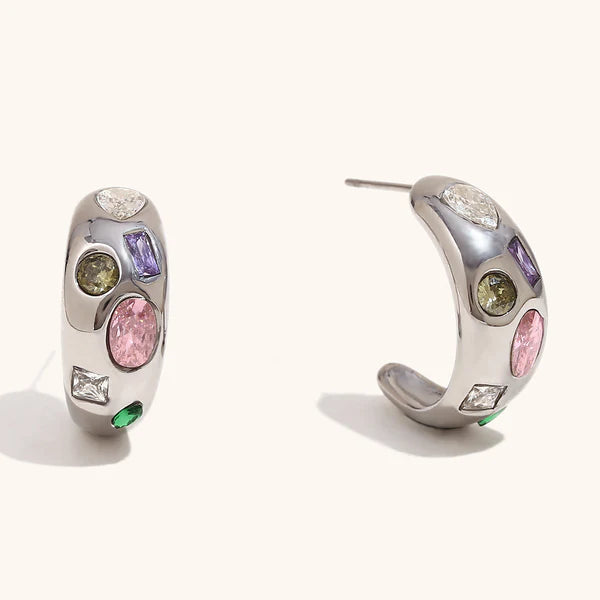 Luna Color Pavé Stud Earrings