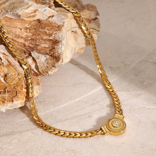 Serpentine 18K Gold Pave Spiral Choker