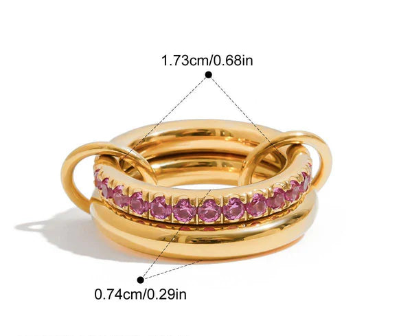 Iris Gala 18K Gold Double-Band Mosaic Ring