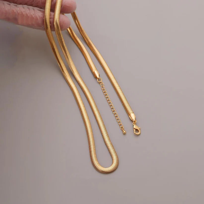 14K Gold Herringbone Snake Chain Necklace