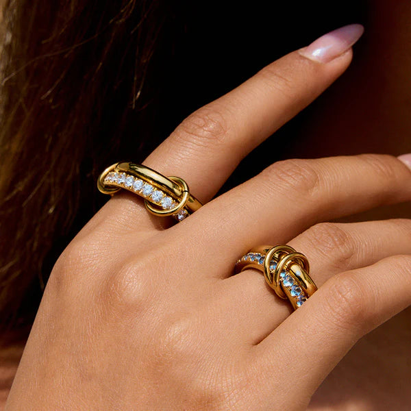 Iris Gala 18K Gold Double-Band Mosaic Ring