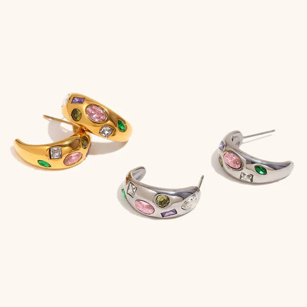 Luna Color Pavé Stud Earrings