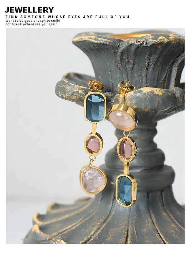 Iris Prism 18K Gold Rainbow Drop Earrings