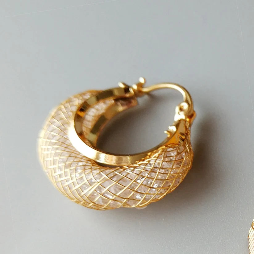 14K Gold Mother of Pearl Hoop Earrings