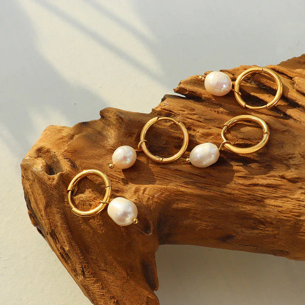 Isabelle 18K Gold Freshwater Pearl Hoops
