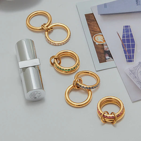 Iris Gala 18K Gold Double-Band Mosaic Ring