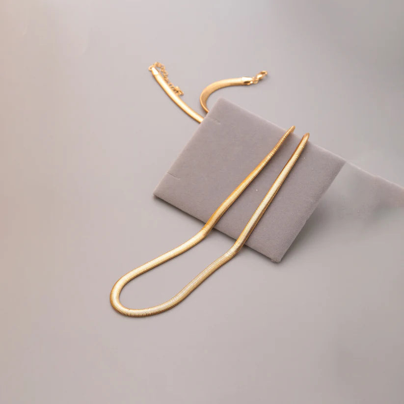14K Gold Herringbone Snake Chain Necklace