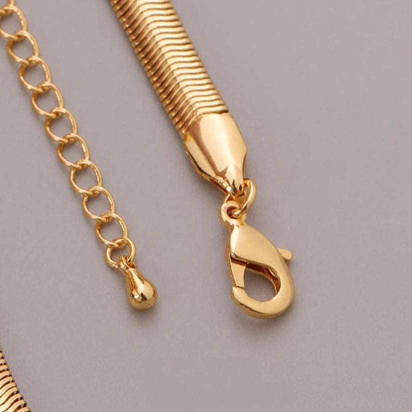 14K Gold Herringbone Snake Chain Necklace