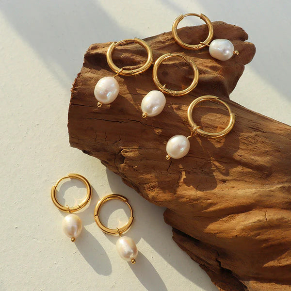 Isabelle 18K Gold Freshwater Pearl Hoops
