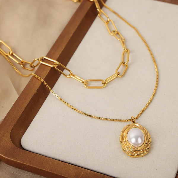 Vintage Muse 18K Gold Double Layered Pearl Necklace