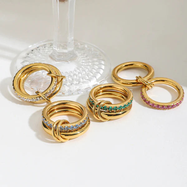 Iris Gala 18K Gold Double-Band Mosaic Ring