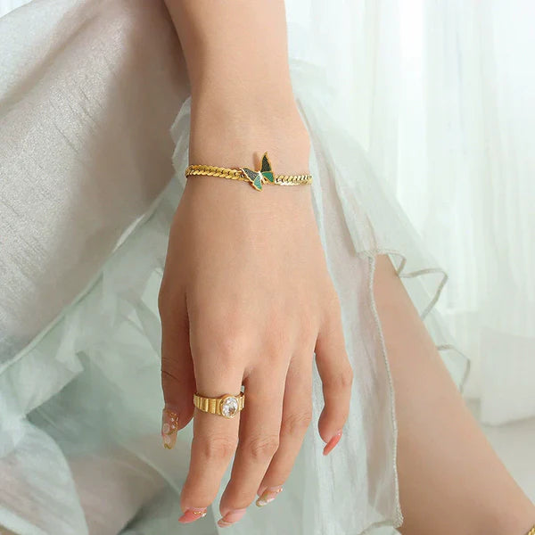 Papillon Luxe 18K Gold Butterfly Bracelet & Anklet Set