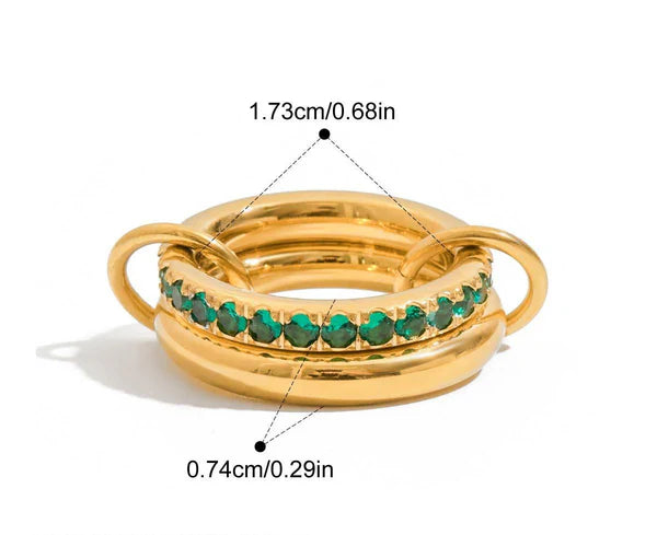 Iris Gala 18K Gold Double-Band Mosaic Ring