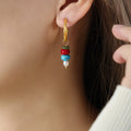 14k  natural stone abacus gold earrings