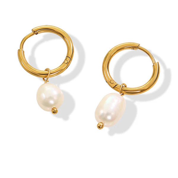 Isabelle 18K Gold Freshwater Pearl Hoops