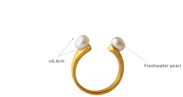 Lumière Pearl 18K Gold Open U-Ring