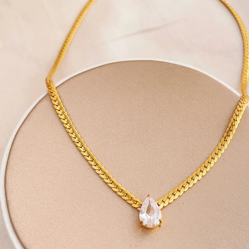 Aurelia Pave Heart 18K Gold Snake Chain