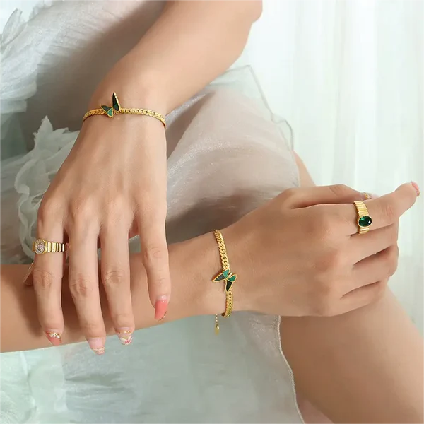 Papillon Luxe 18K Gold Butterfly Bracelet & Anklet Set