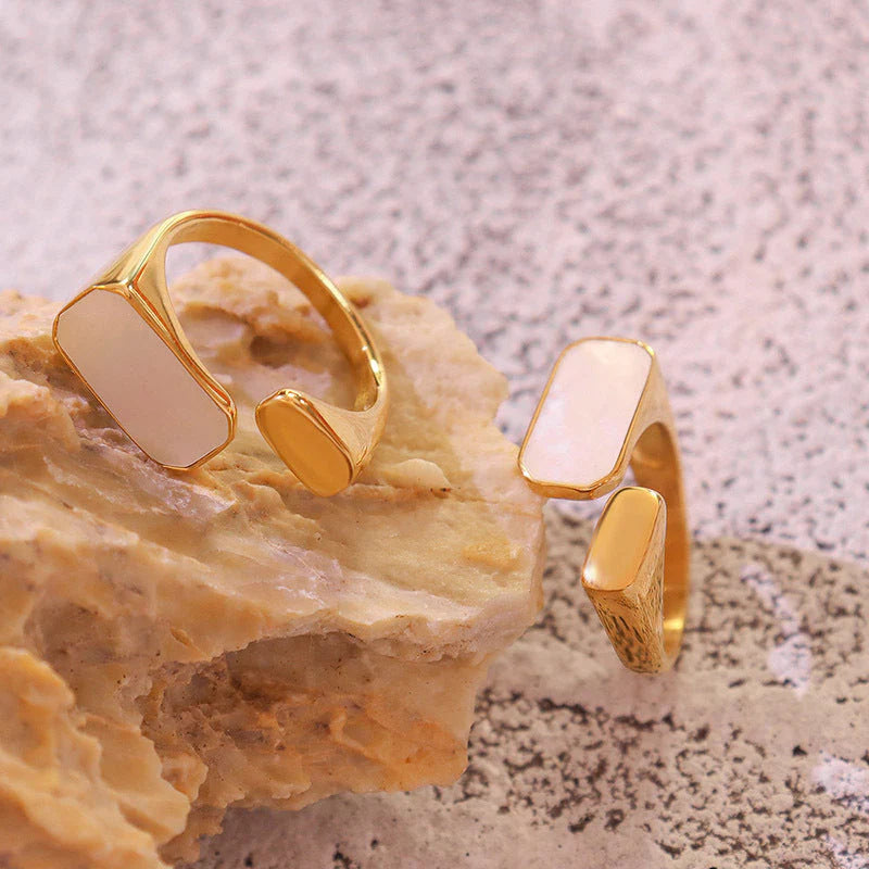 Azure Shell 18K Gold Open Ring