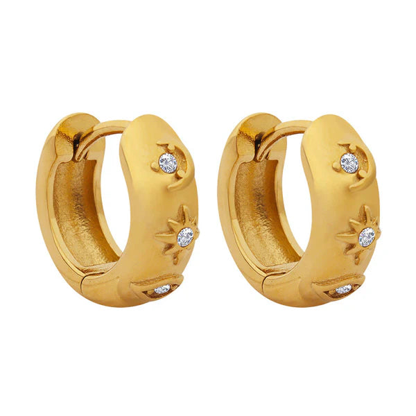 Era 18K Gold Vintage Pave Hoop Earrings