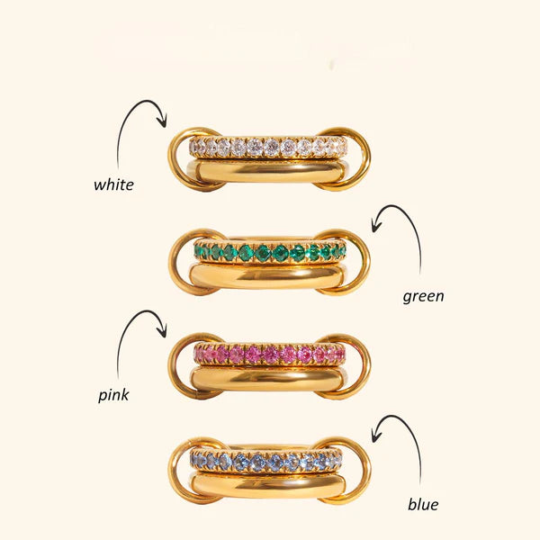 Iris Gala 18K Gold Double-Band Mosaic Ring