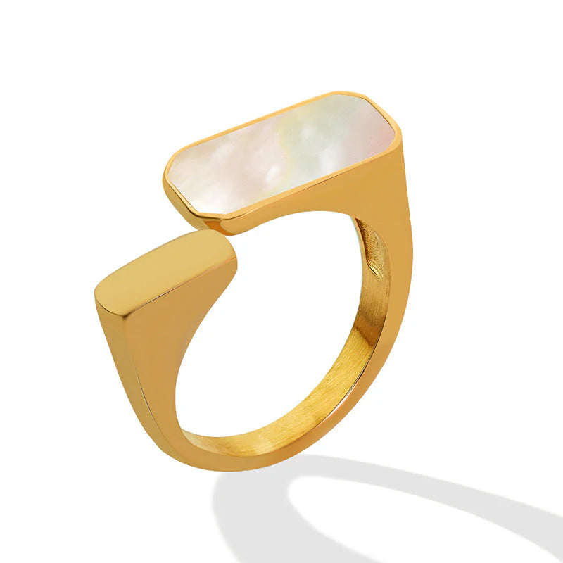 Azure Shell 18K Gold Open Ring
