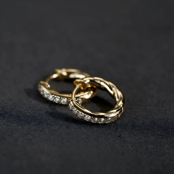 French Twist CZ Huggie Earrings