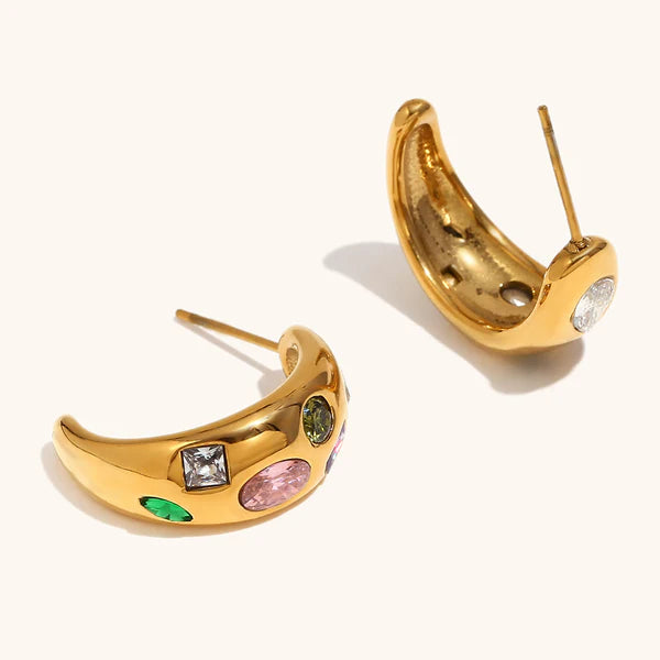 Luna Color Pavé Stud Earrings