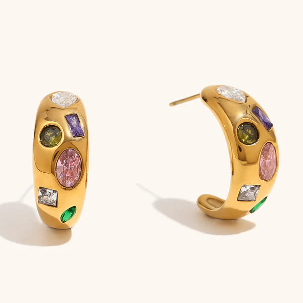 Luna Color Pavé Stud Earrings
