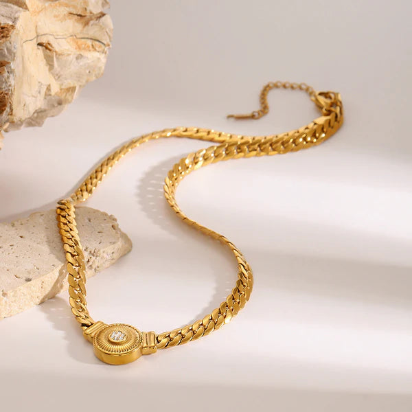 Serpentine 18K Gold Pave Spiral Choker